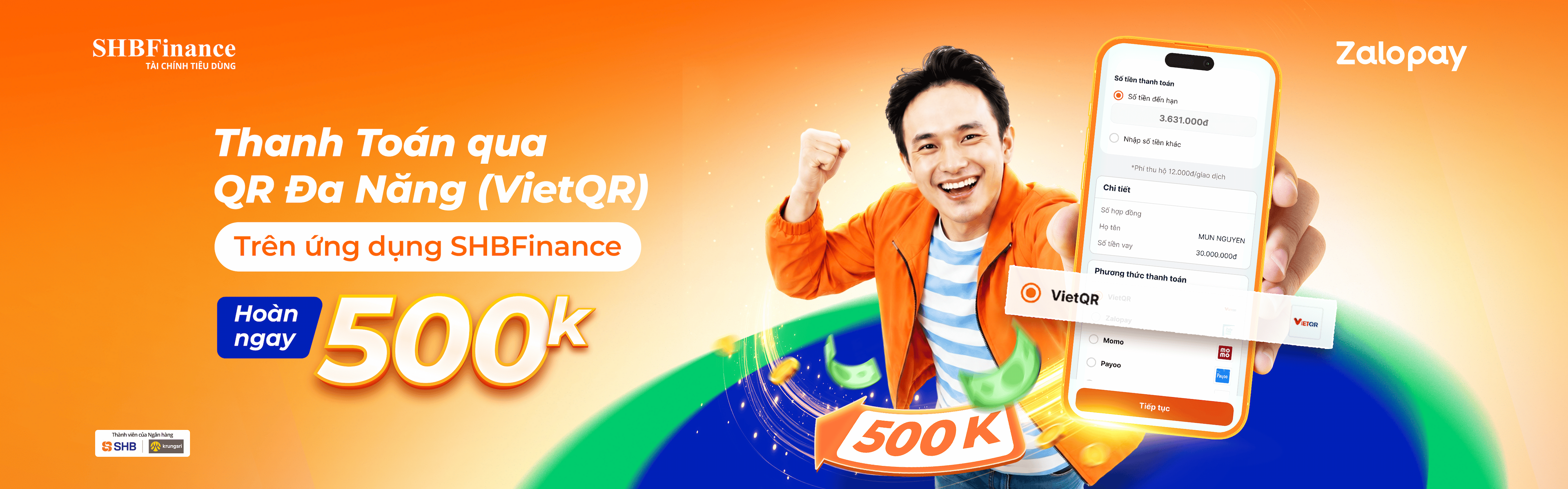 THANH TOÁN QR ĐA NĂNG (VIETQR) TRÊN ỨNG DỤNG SHBFINANCE - HOÀN NGAY 500K