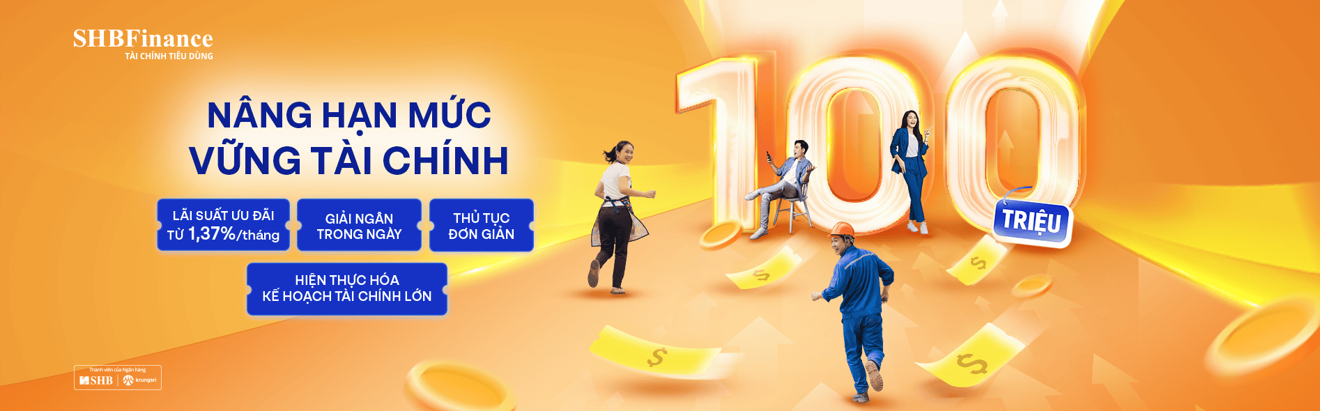 Thông báo nâng hạn mức khoản vay 100 triệu đồng